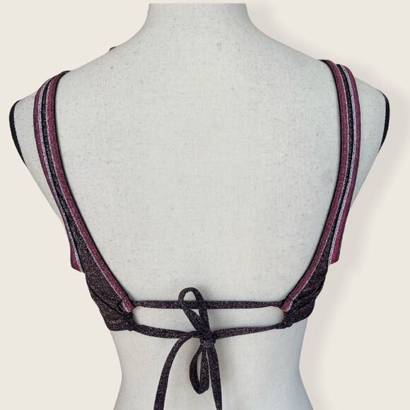 Xhilaration Swimsuit Rose Gold Sparkle Bikini Top - Picture 2 of 5